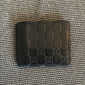 Gucci Black Embossed Leather Card Holder